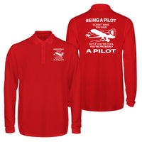 Thumbnail for If You're Cool You're Probably a Pilot Designed Long Sleeve Polo T-Shirts (Double-Side)