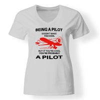 Thumbnail for If You're Cool You're Probably a Pilot Designed V-Neck T-Shirts