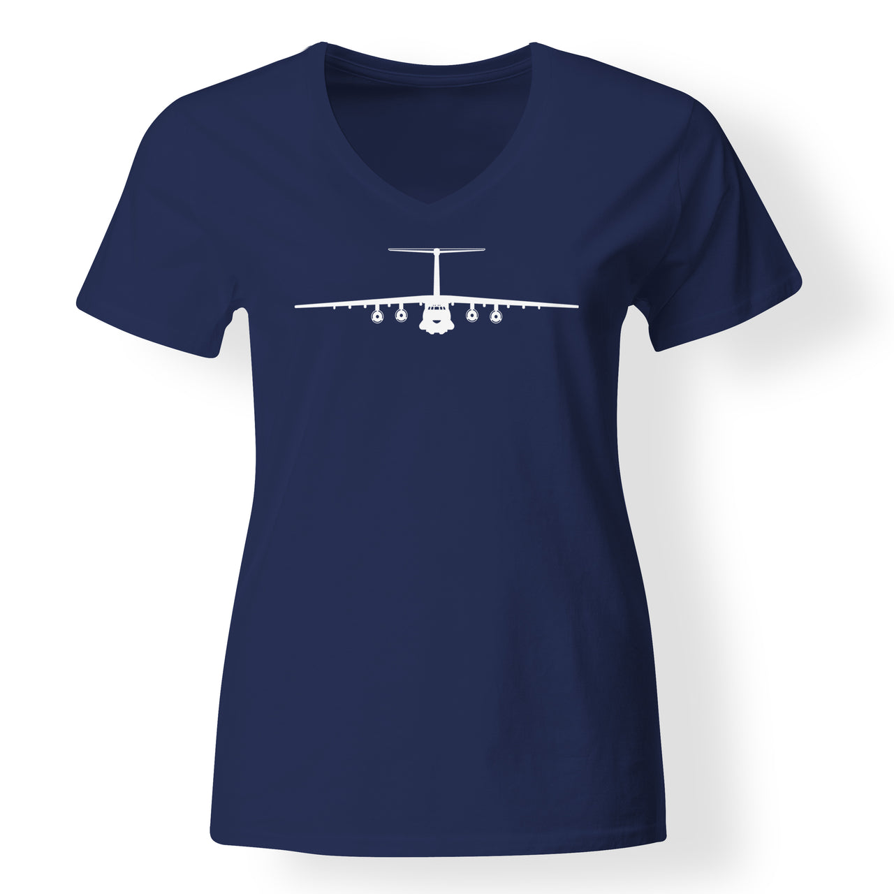 Ilyushin IL-76 Silhouette Designed V-Neck T-Shirts