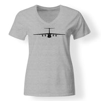Thumbnail for Ilyushin IL-76 Silhouette Designed V-Neck T-Shirts