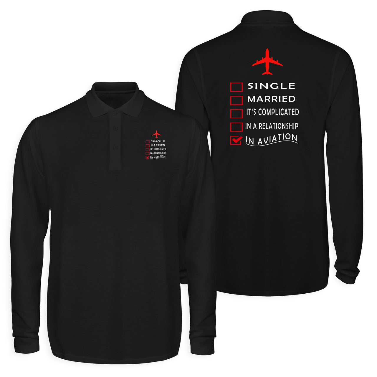 In Aviation Designed Long Sleeve Polo T-Shirts (Double-Side)