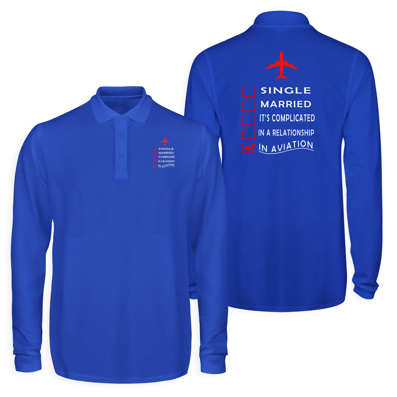 In Aviation Designed Long Sleeve Polo T-Shirts (Double-Side)