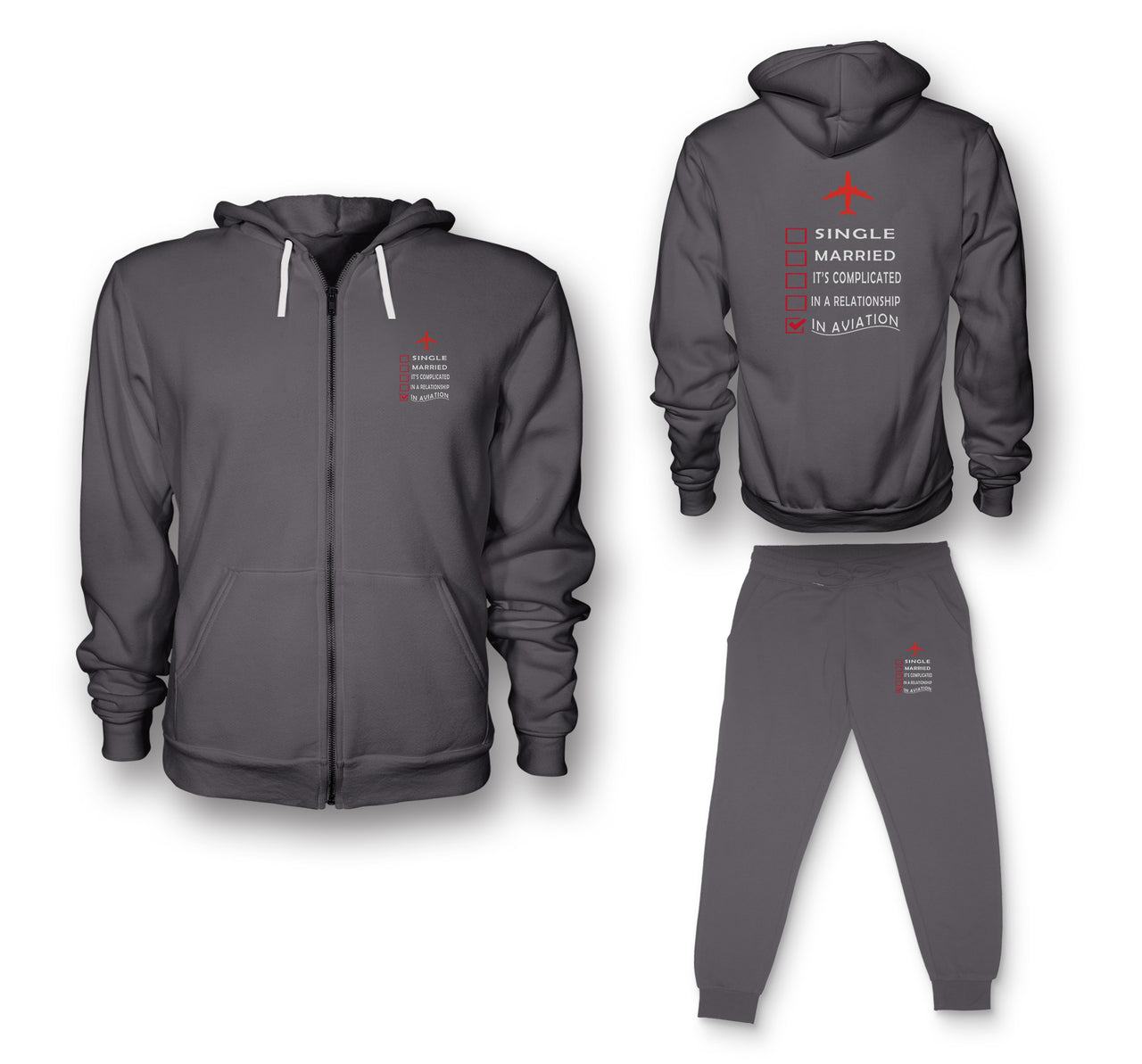 In Aviation Designed Zipped Hoodies & Sweatpants Set