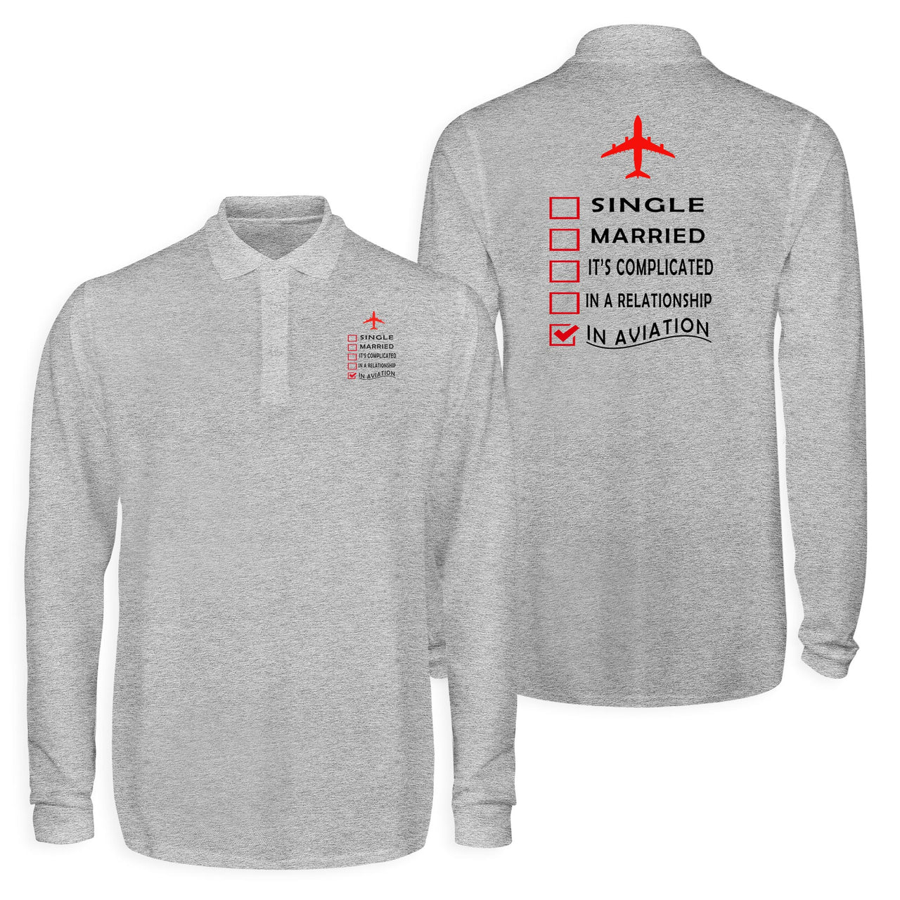 In Aviation Designed Long Sleeve Polo T-Shirts (Double-Side)