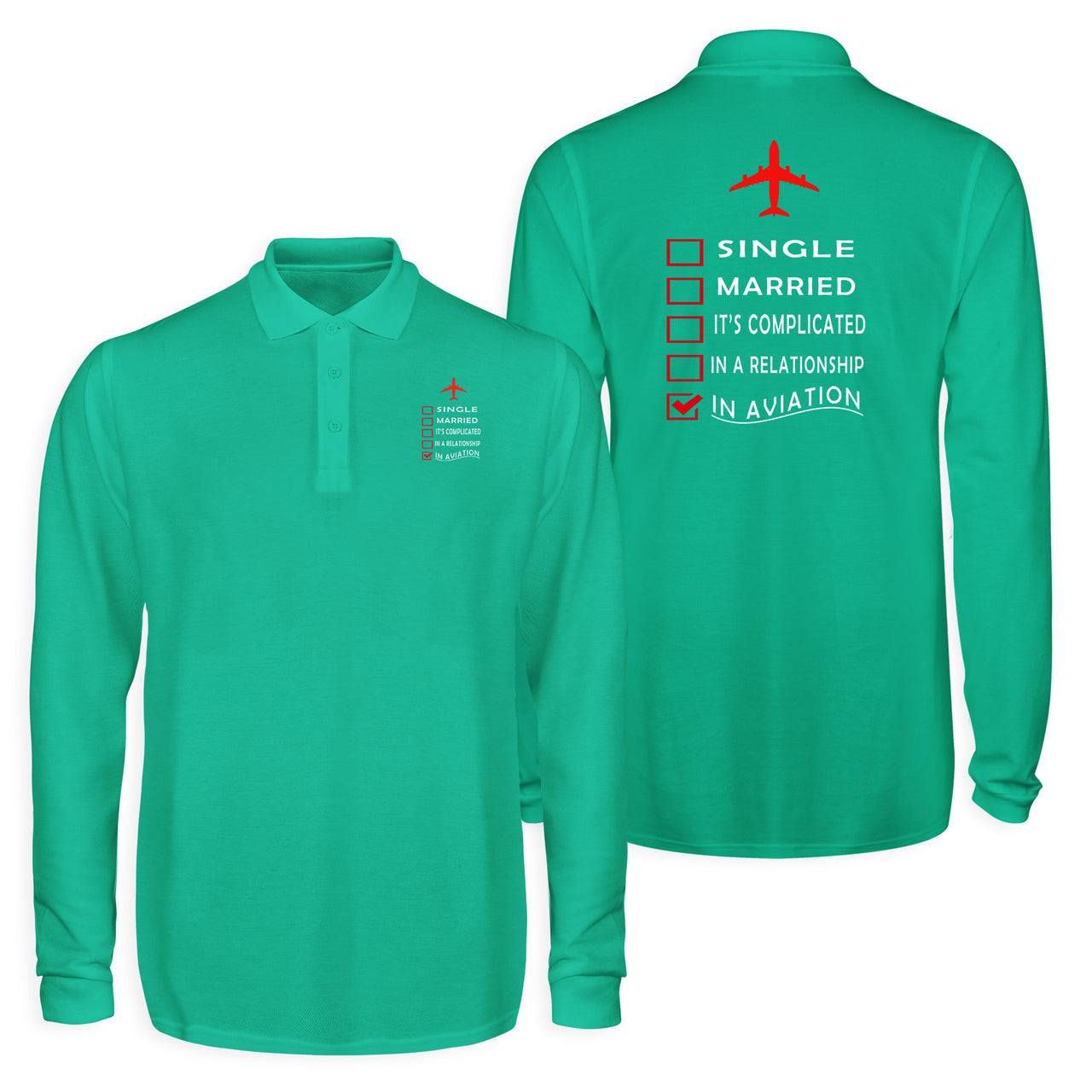 In Aviation Designed Long Sleeve Polo T-Shirts (Double-Side)