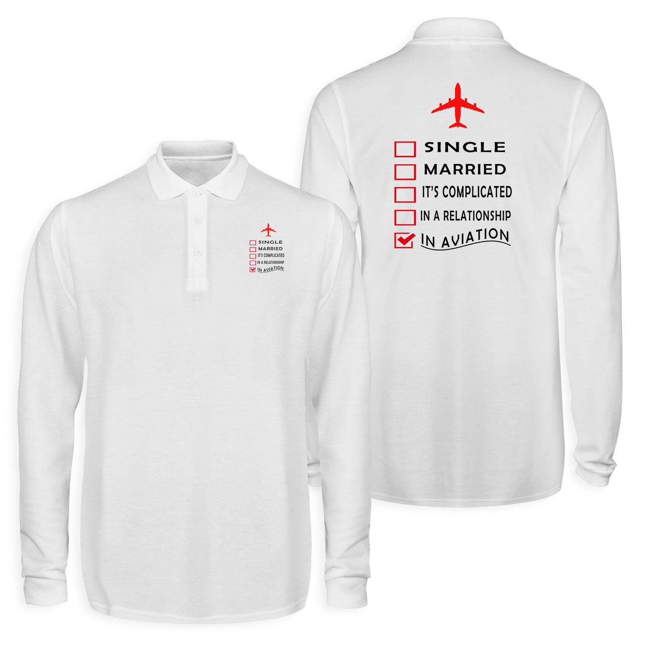 In Aviation Designed Long Sleeve Polo T-Shirts (Double-Side)