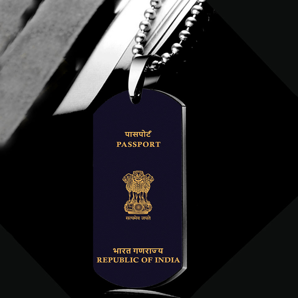 Indian Passport Designed Metal Necklaces