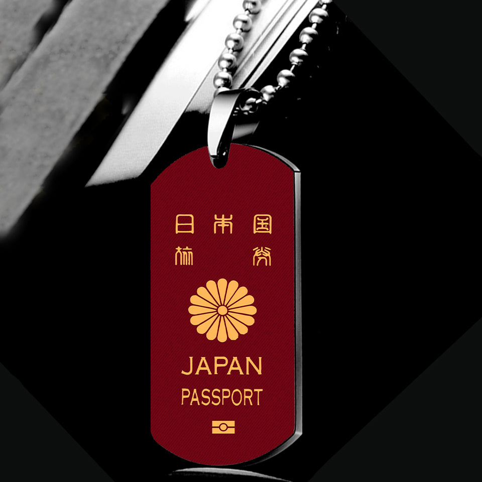 Japan Passport Designed Metal Necklaces
