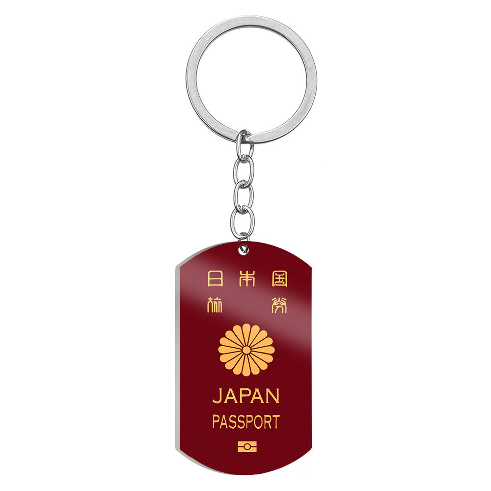 Japan Passport Designed Stainless Steel Key Chains (Double Side)