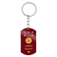 Thumbnail for Japan Passport Designed Stainless Steel Key Chains (Double Side)