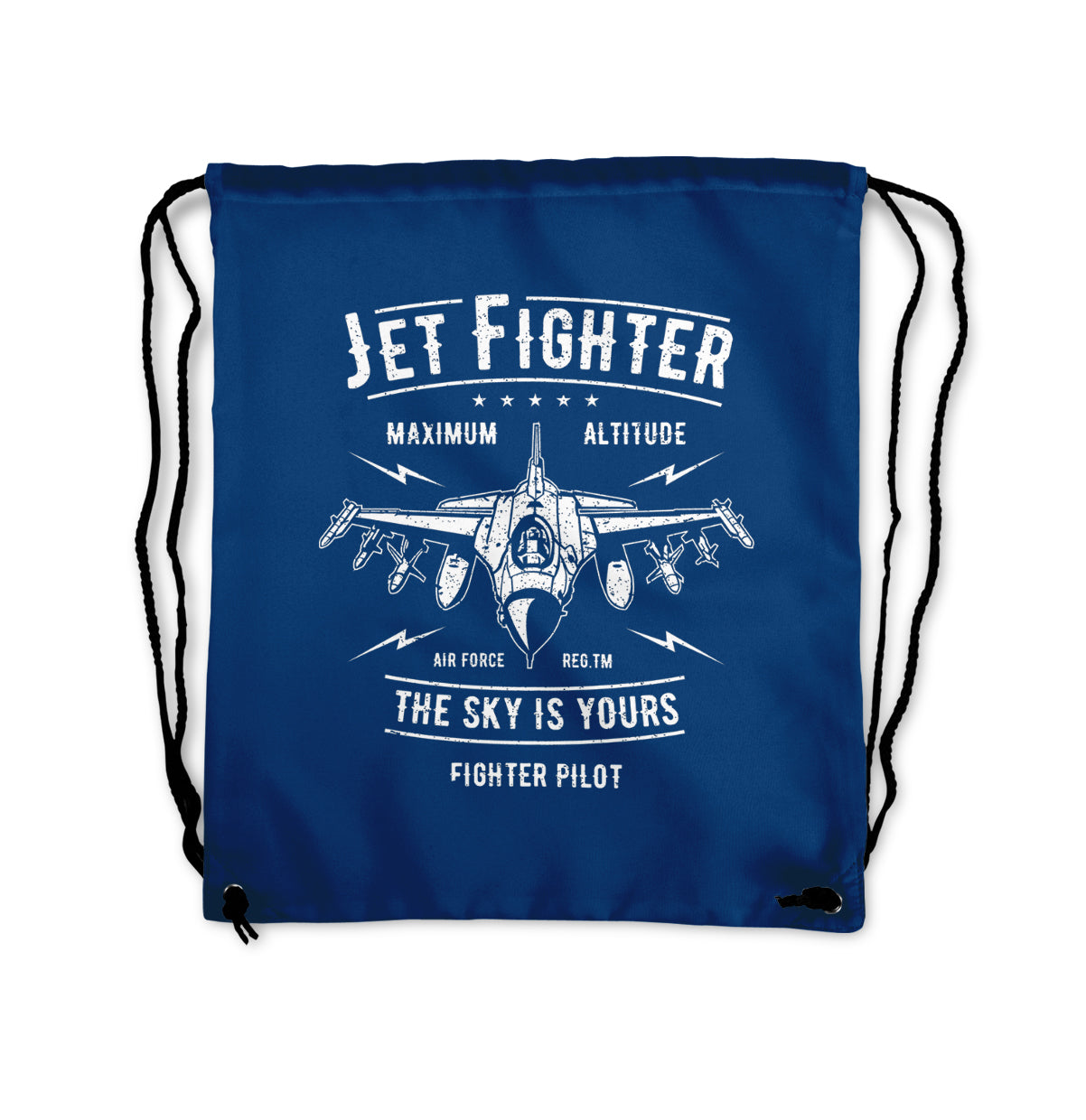 Jet Fighter - The Sky is Yours Designed Drawstring Bags