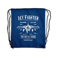 Thumbnail for Jet Fighter - The Sky is Yours Designed Drawstring Bags