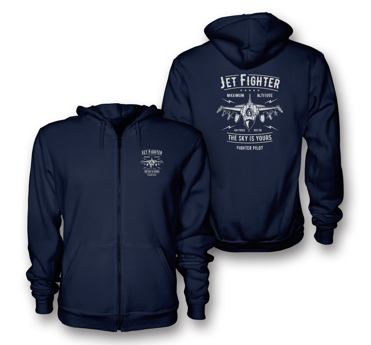 Jet Fighter - The Sky is Yours Designed Zipped Hoodies