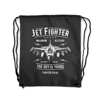 Thumbnail for Jet Fighter - The Sky is Yours Designed Drawstring Bags