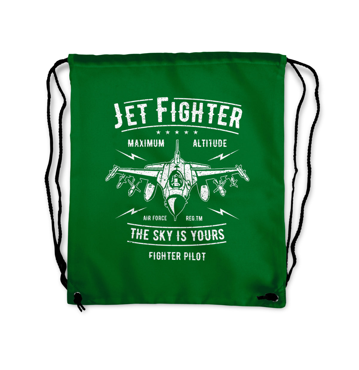 Jet Fighter - The Sky is Yours Designed Drawstring Bags
