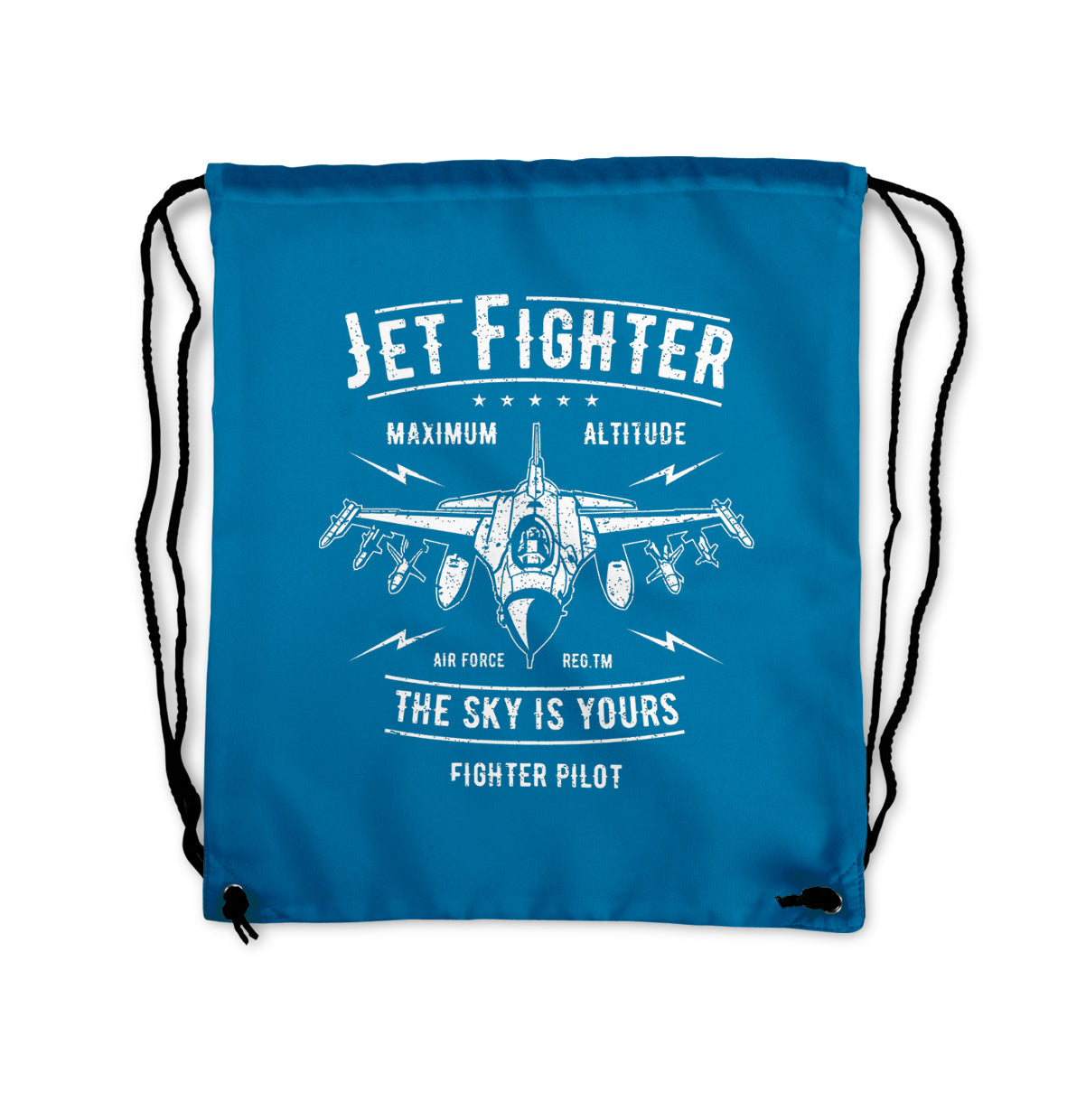 Jet Fighter - The Sky is Yours Designed Drawstring Bags