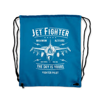 Thumbnail for Jet Fighter - The Sky is Yours Designed Drawstring Bags