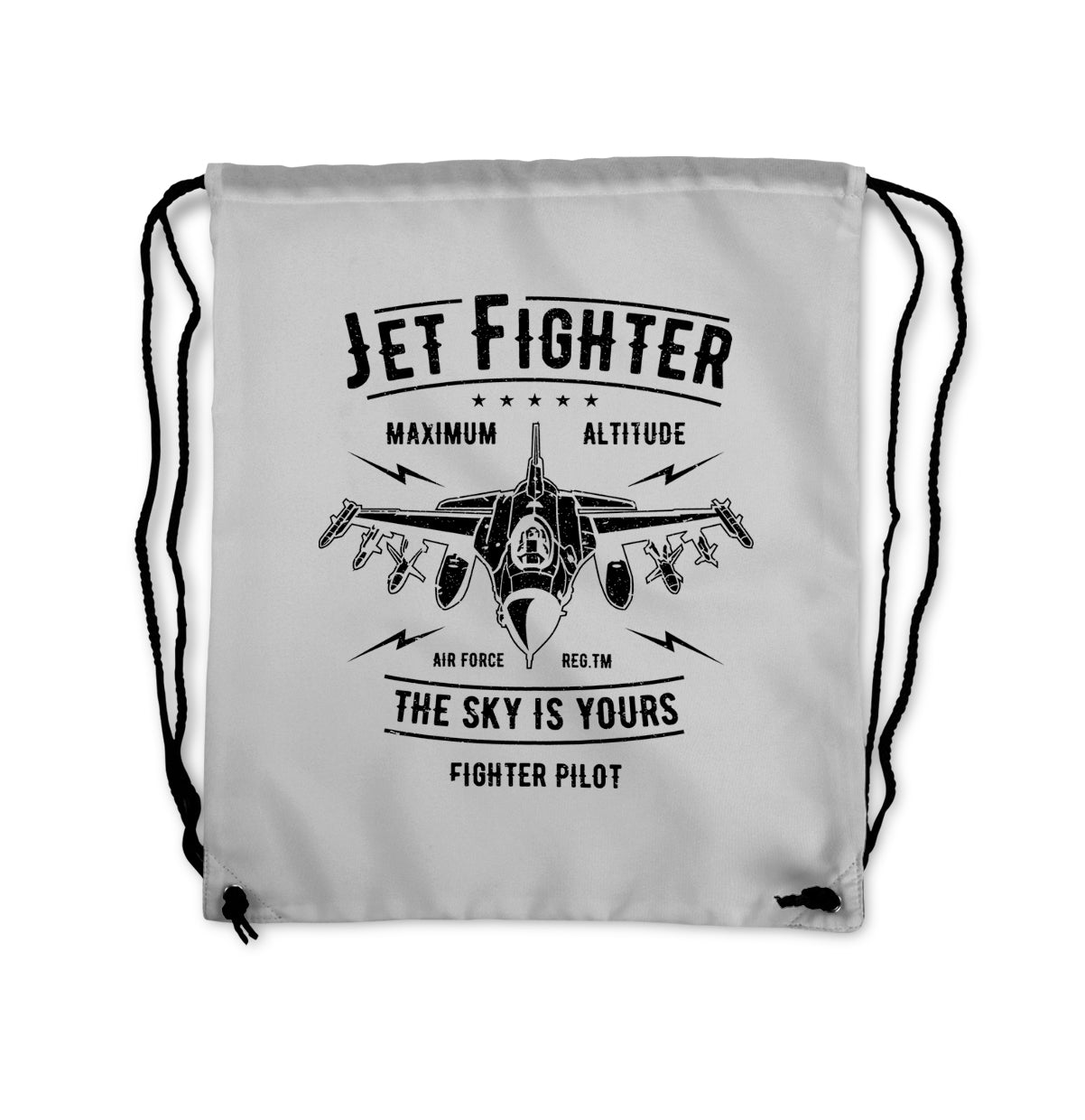 Jet Fighter - The Sky is Yours Designed Drawstring Bags