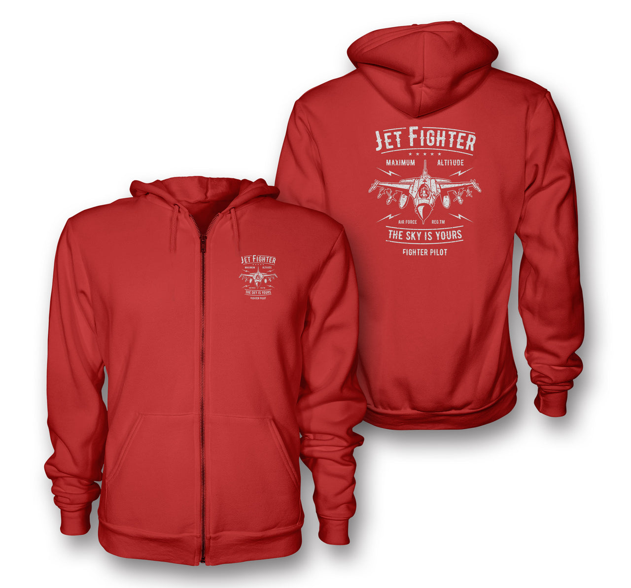 Jet Fighter - The Sky is Yours Designed Zipped Hoodies