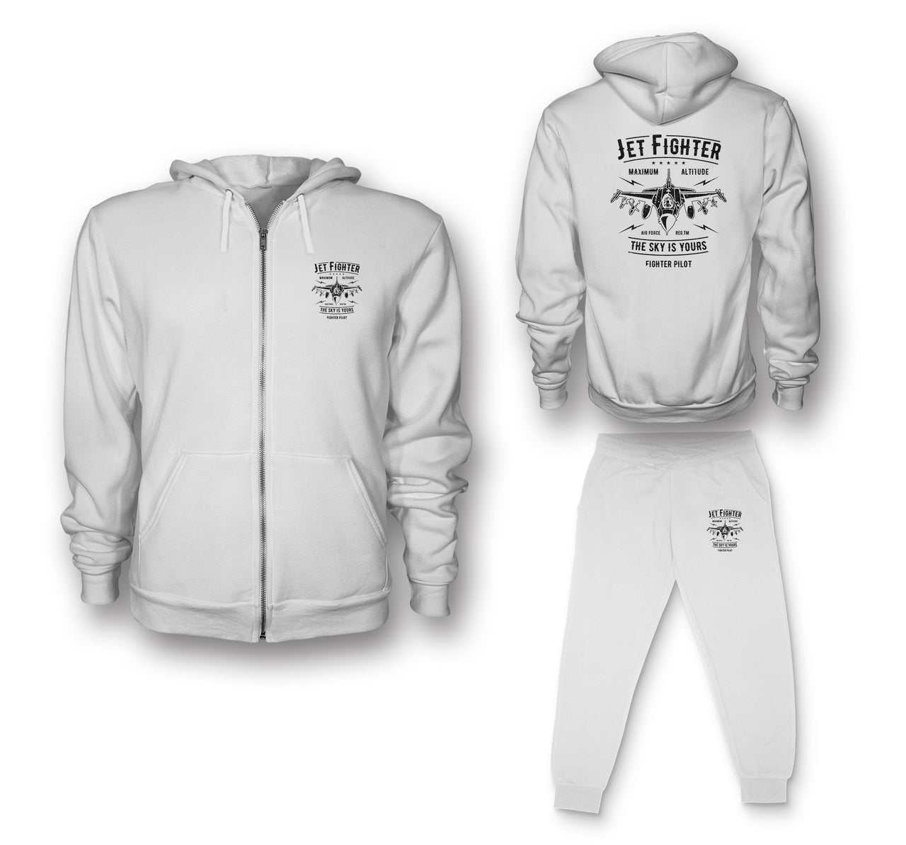 Jet Fighter - The Sky is Yours Designed Zipped Hoodies & Sweatpants Set