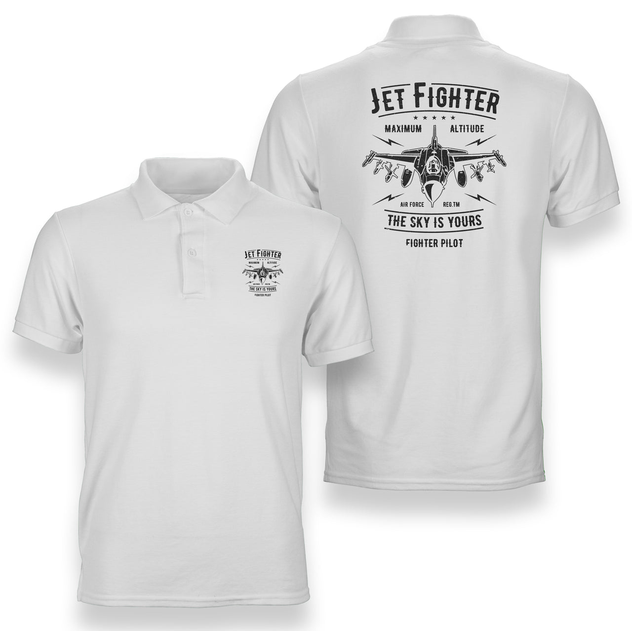 Jet Fighter - The Sky is Yours Designed Double Side Polo T-Shirts