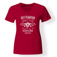 Thumbnail for Jet Fighter - The Sky is Yours Designed V-Neck T-Shirts
