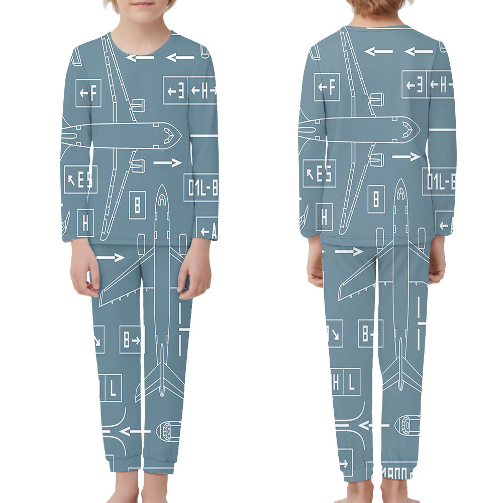 Jet Planes & Airport Signs Designed "Children" Pijamas