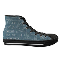 Thumbnail for Jet Planes & Airport Signs Designed Long Canvas Shoes (Women)