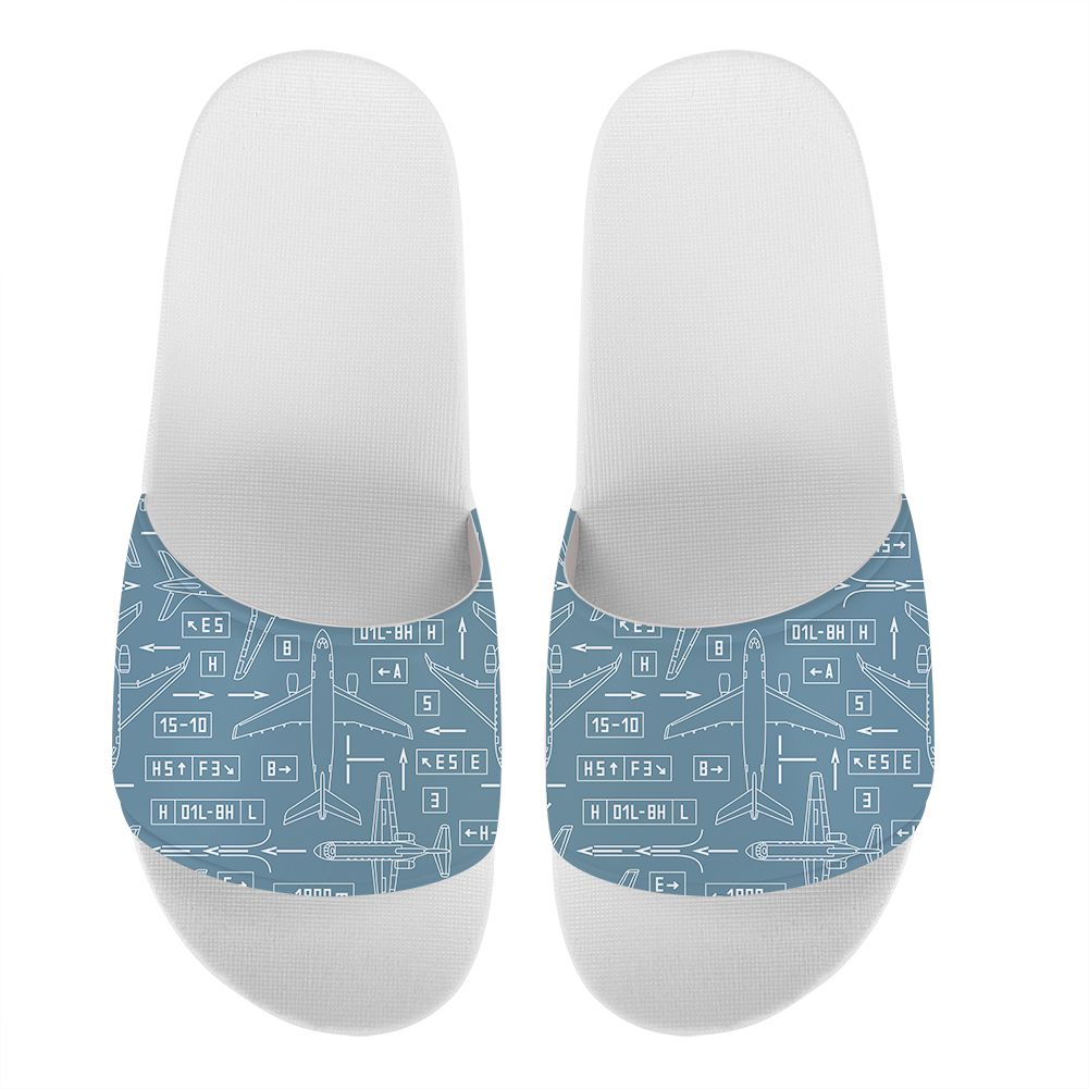 Jet Planes & Airport Signs Designed Sport Slippers