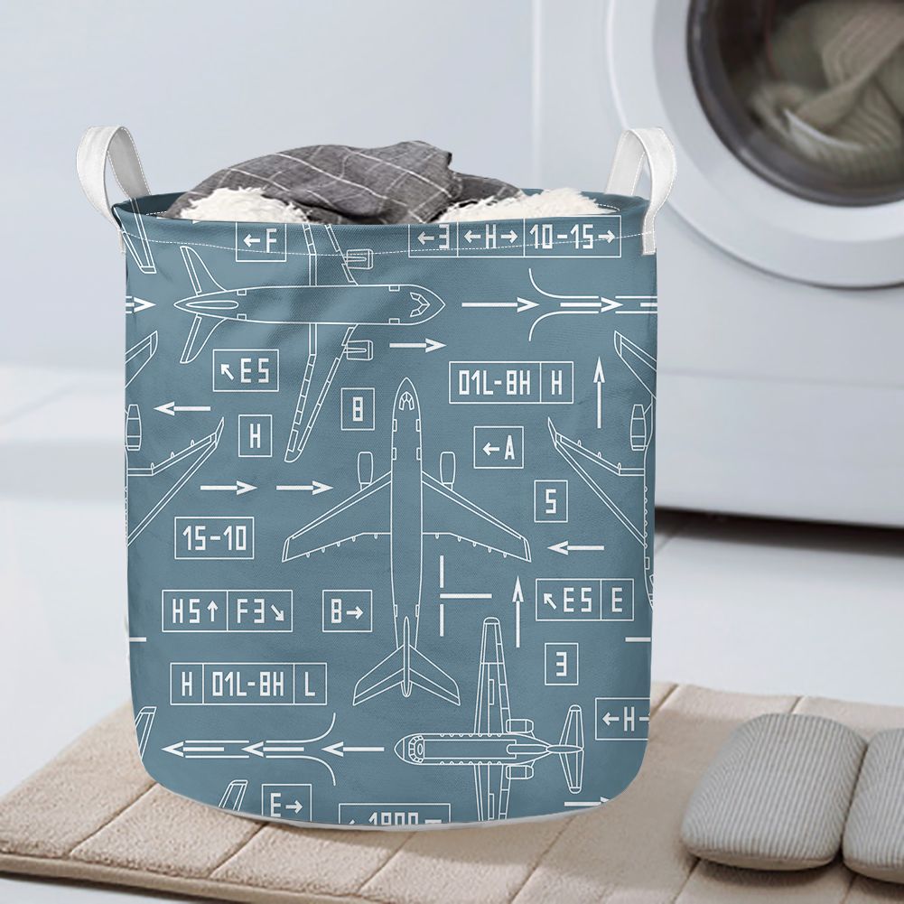Jet Planes & Airport Signs Designed Laundry Baskets