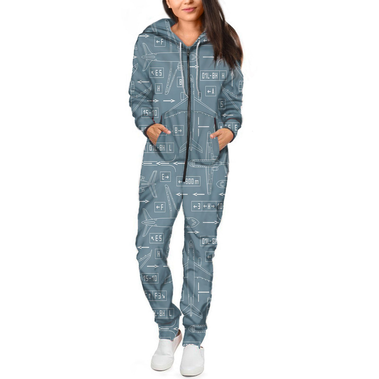 Jet Planes & Airport Signs Designed Jumpsuit for Men & Women