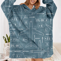 Thumbnail for Jet Planes & Airport Signs Designed Blanket Hoodies