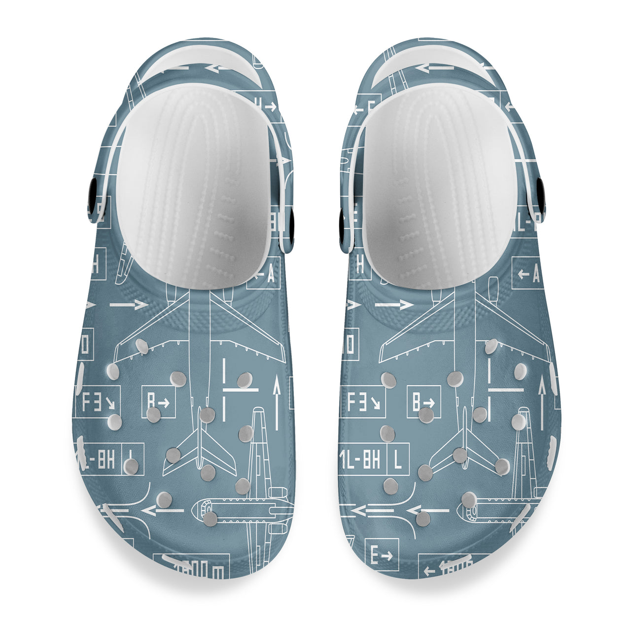 Jet Planes & Airport Signs Designed Hole Shoes & Slippers (WOMEN)