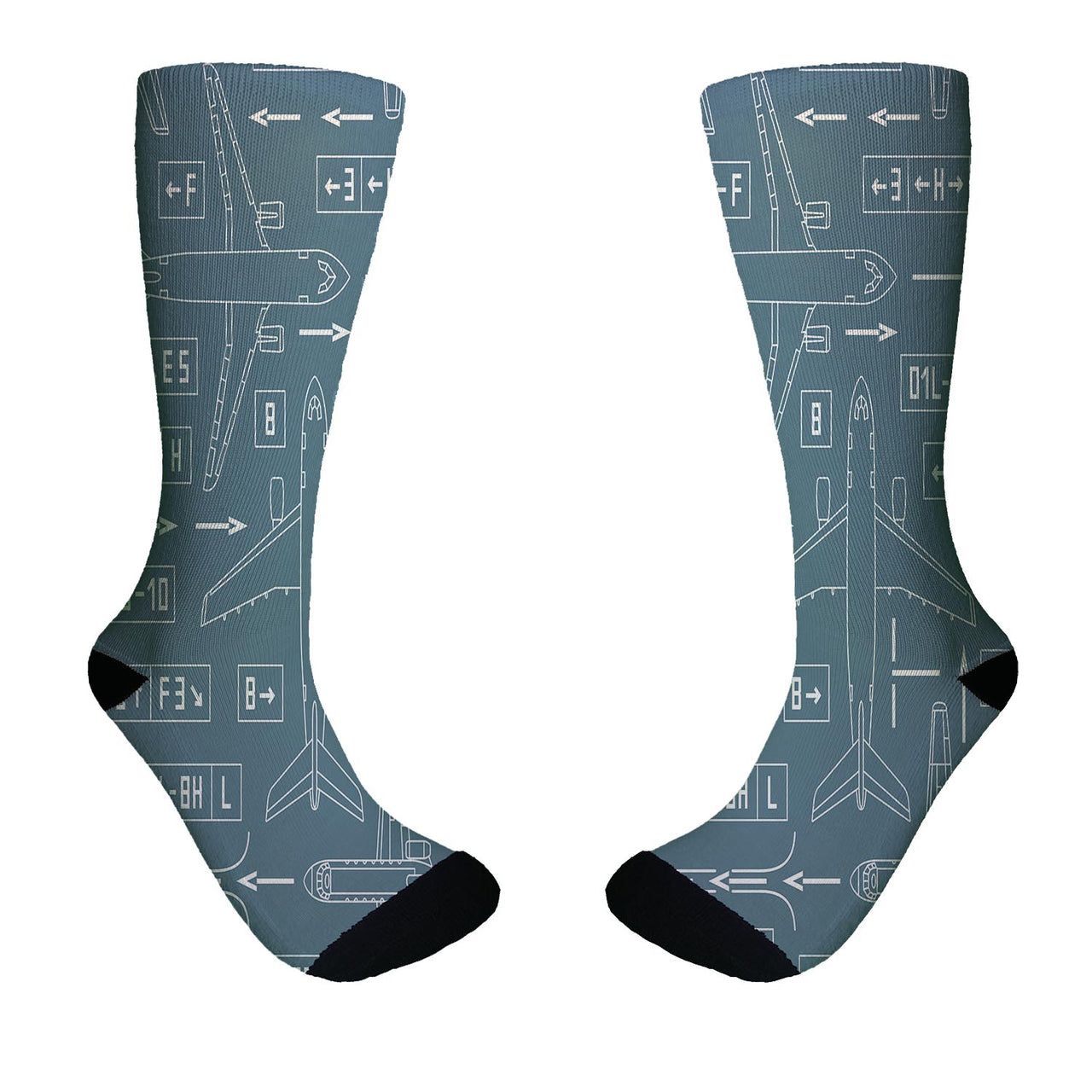 Jet Planes & Airport Signs Designed Socks
