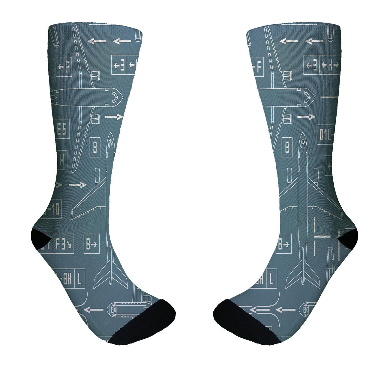 Jet Planes & Airport Signs Designed Socks
