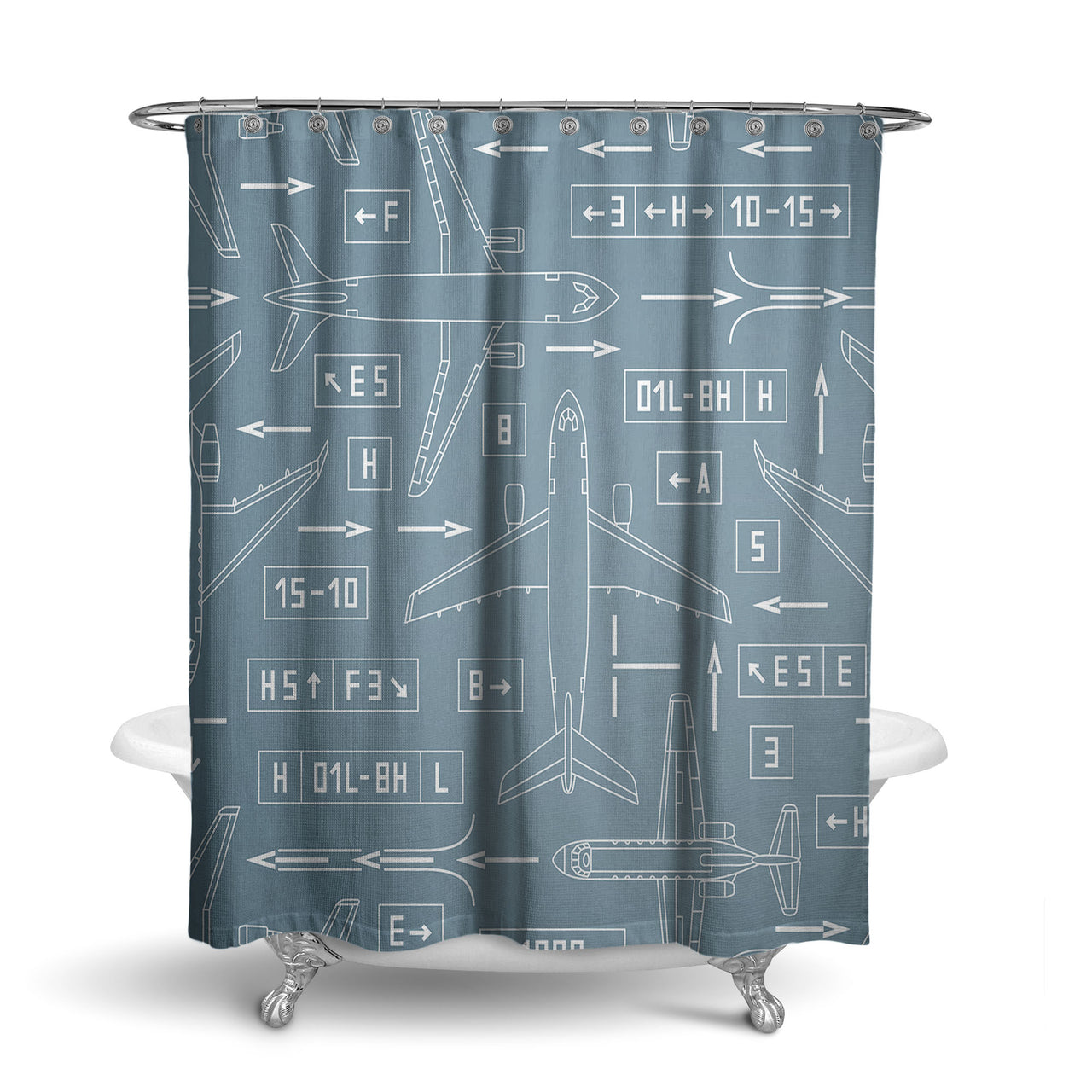 Jet Planes & Airport Signs Designed Shower Curtains