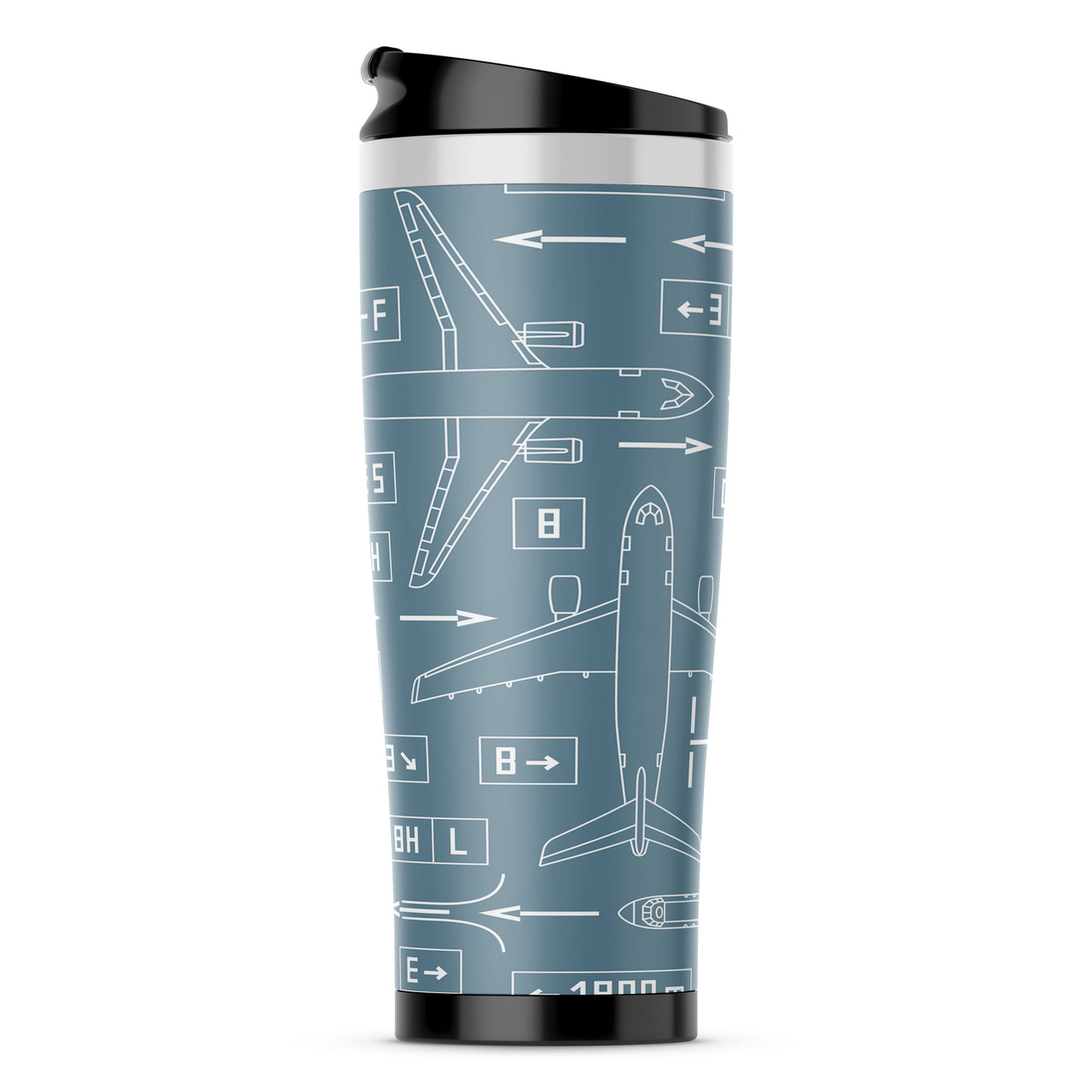 Jet Planes & Airport Signs Designed Travel Mugs