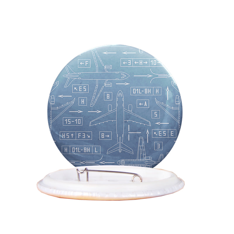Jet Planes & Airport Signs Designed Pins