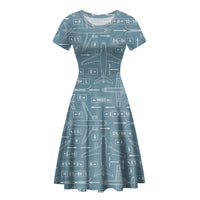 Thumbnail for Jet Planes & Airport Signs Designed Women Midi Dress