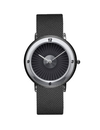 Thumbnail for Jet Engine aviation-themed slim watch, polished stainless steel.