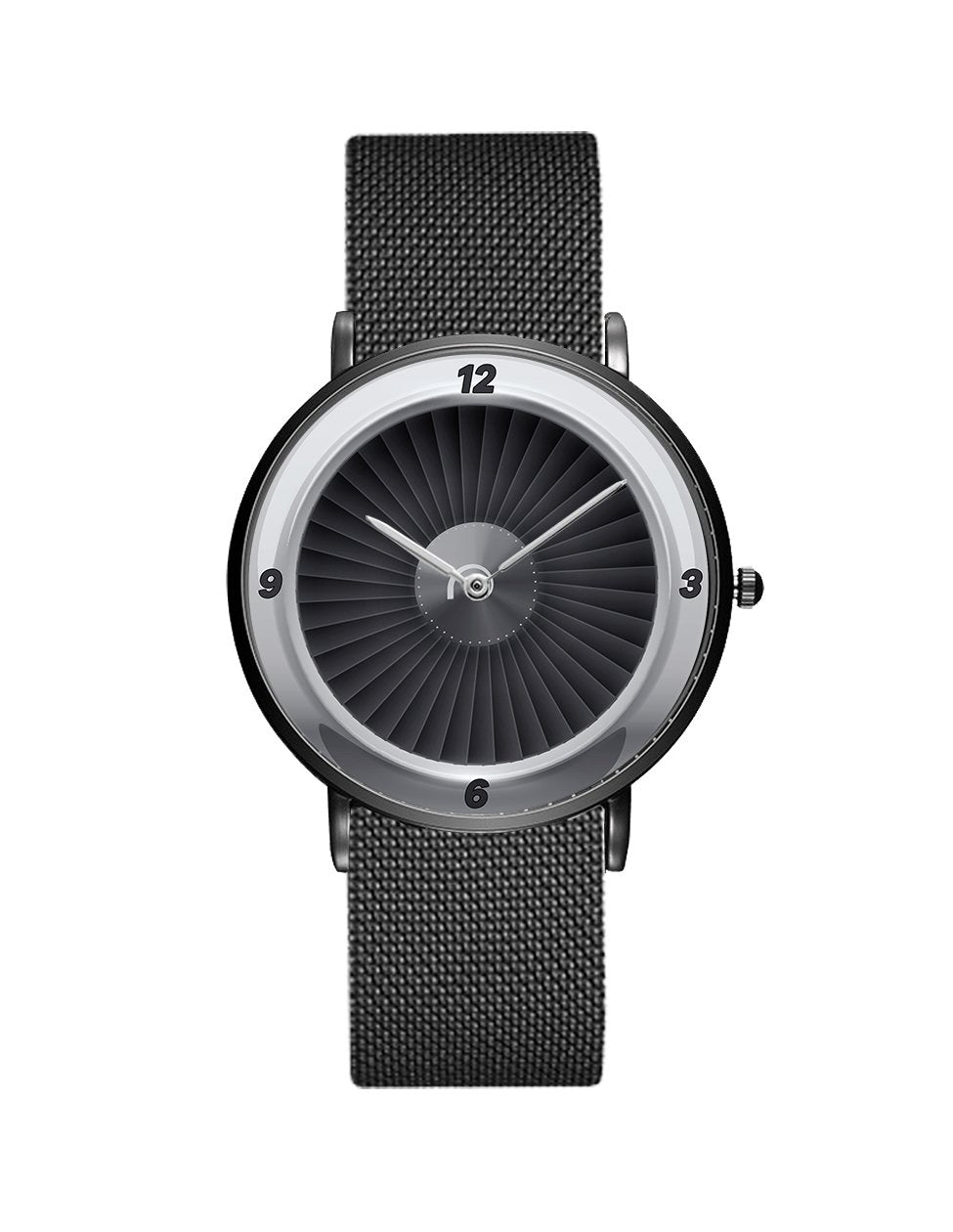 Jet Engine Designed Stainless Steel Strap Watches Pilot Eyes Store Black & Stainless Steel Strap 