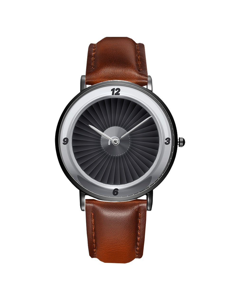 Jet Engine Designed Leather Strap Watches Pilot Eyes Store Black & Brown Leather Strap 