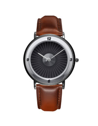 Thumbnail for Jet Engine Designed Leather Strap Watches Pilot Eyes Store Black & Brown Leather Strap 
