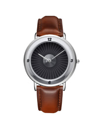 Thumbnail for Jet Engine Designed Leather Strap Watches Pilot Eyes Store Silver & Brown Leather Strap 