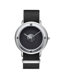 Thumbnail for Jet Engine Designed Leather Strap Watches Pilot Eyes Store Silver & Black Nylon Strap 