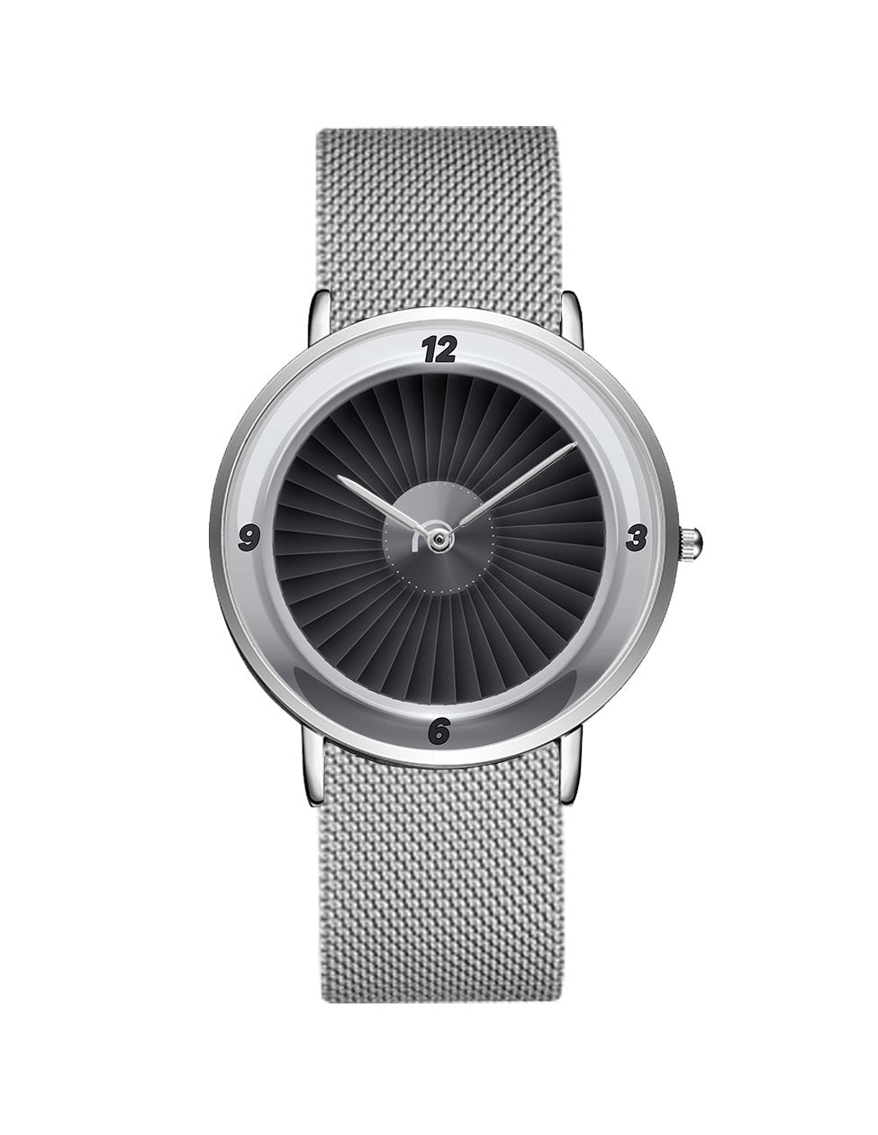 Jet Engine Designed Stainless Steel Strap Watches Pilot Eyes Store Silver & Silver Stainless Steel Strap 