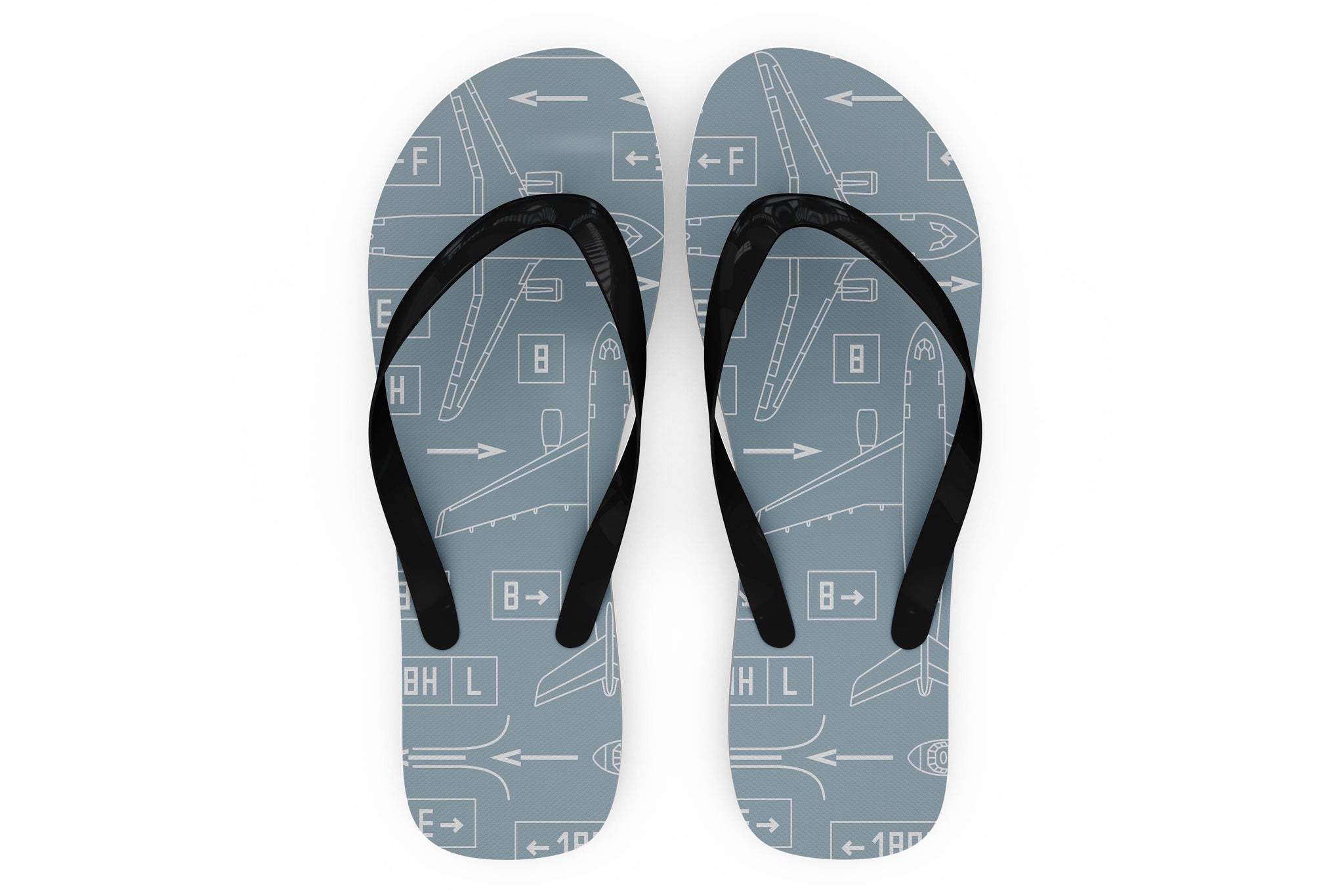 Jet Planes & Airport Signs Designed Slippers (Flip Flops) Aviation Shop