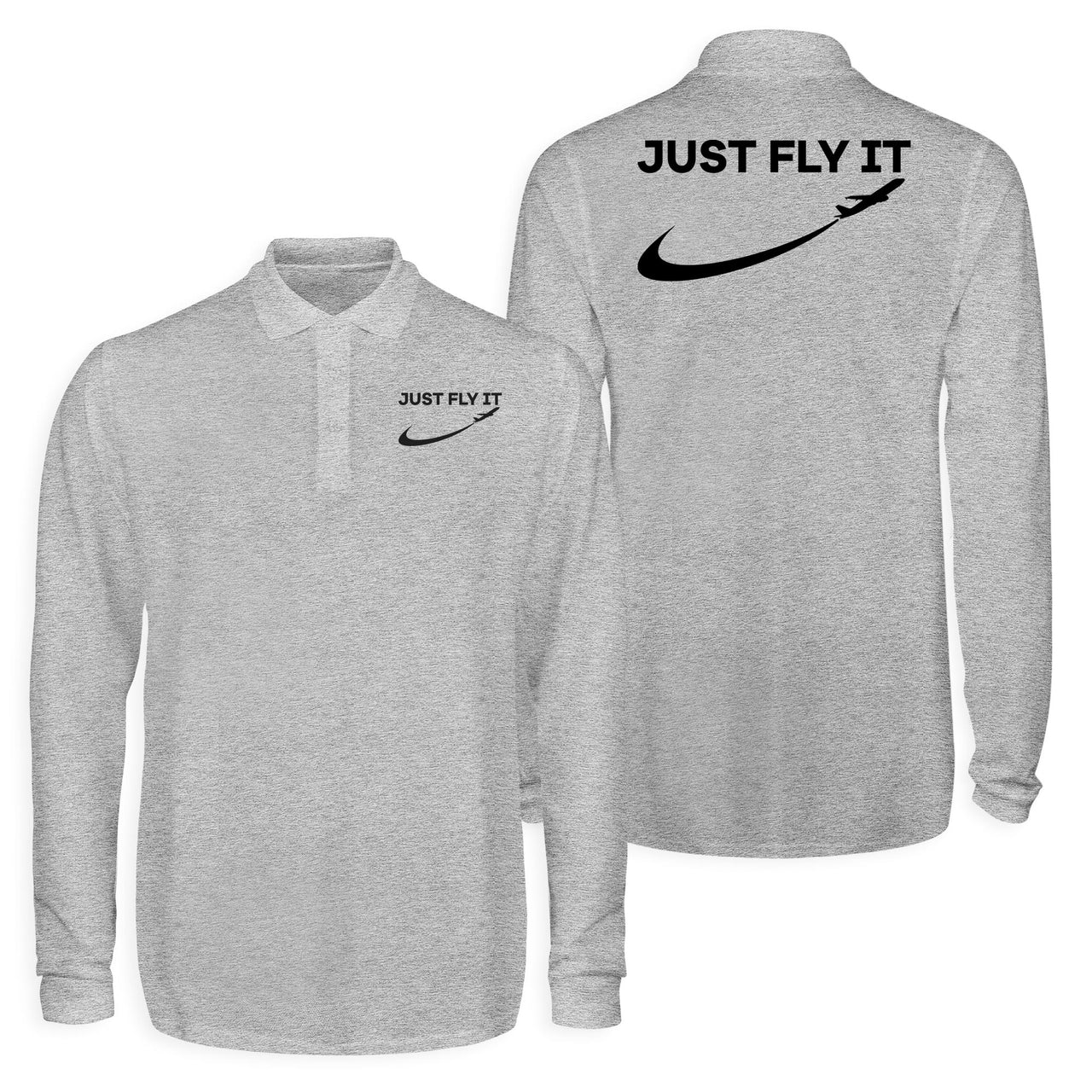 Just Fly It 2 Designed Long Sleeve Polo T-Shirts (Double-Side)