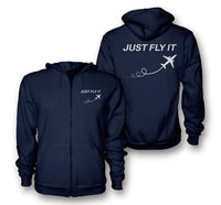 Thumbnail for Just Fly It Designed Zipped Hoodies