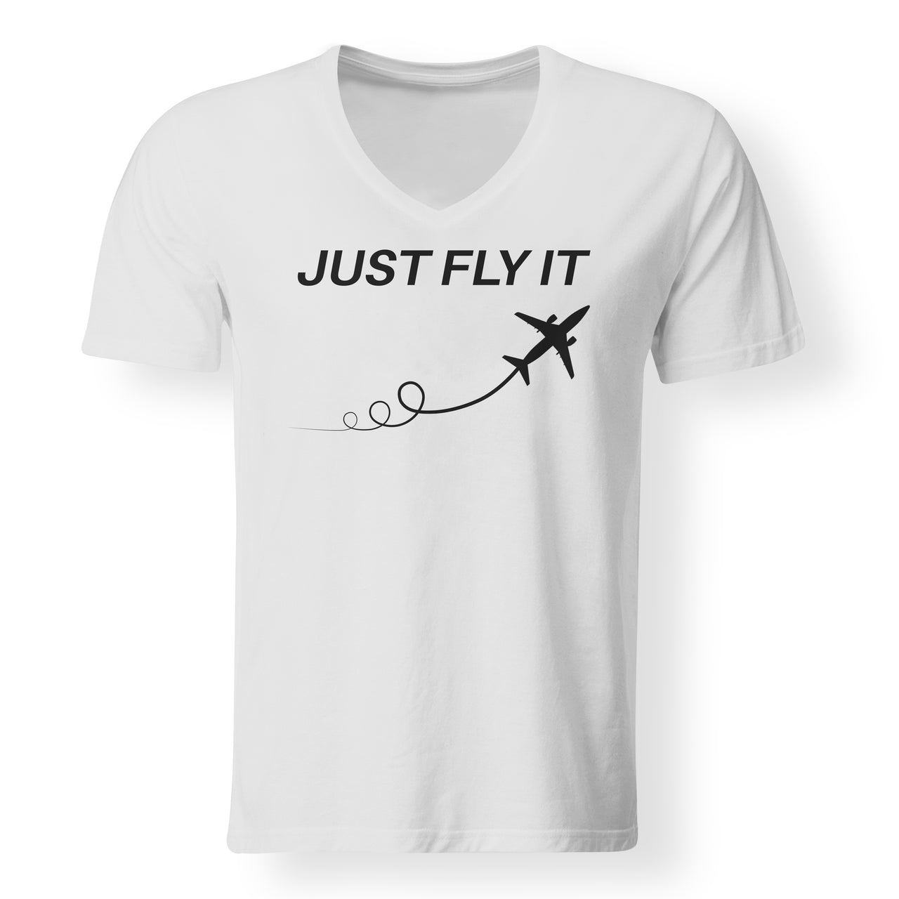 Just Fly It Designed V-Neck T-Shirts